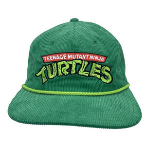 TMNT Green Corduroy Snapback Hat Adjustable Cap Nickelodeon Vintage Style New